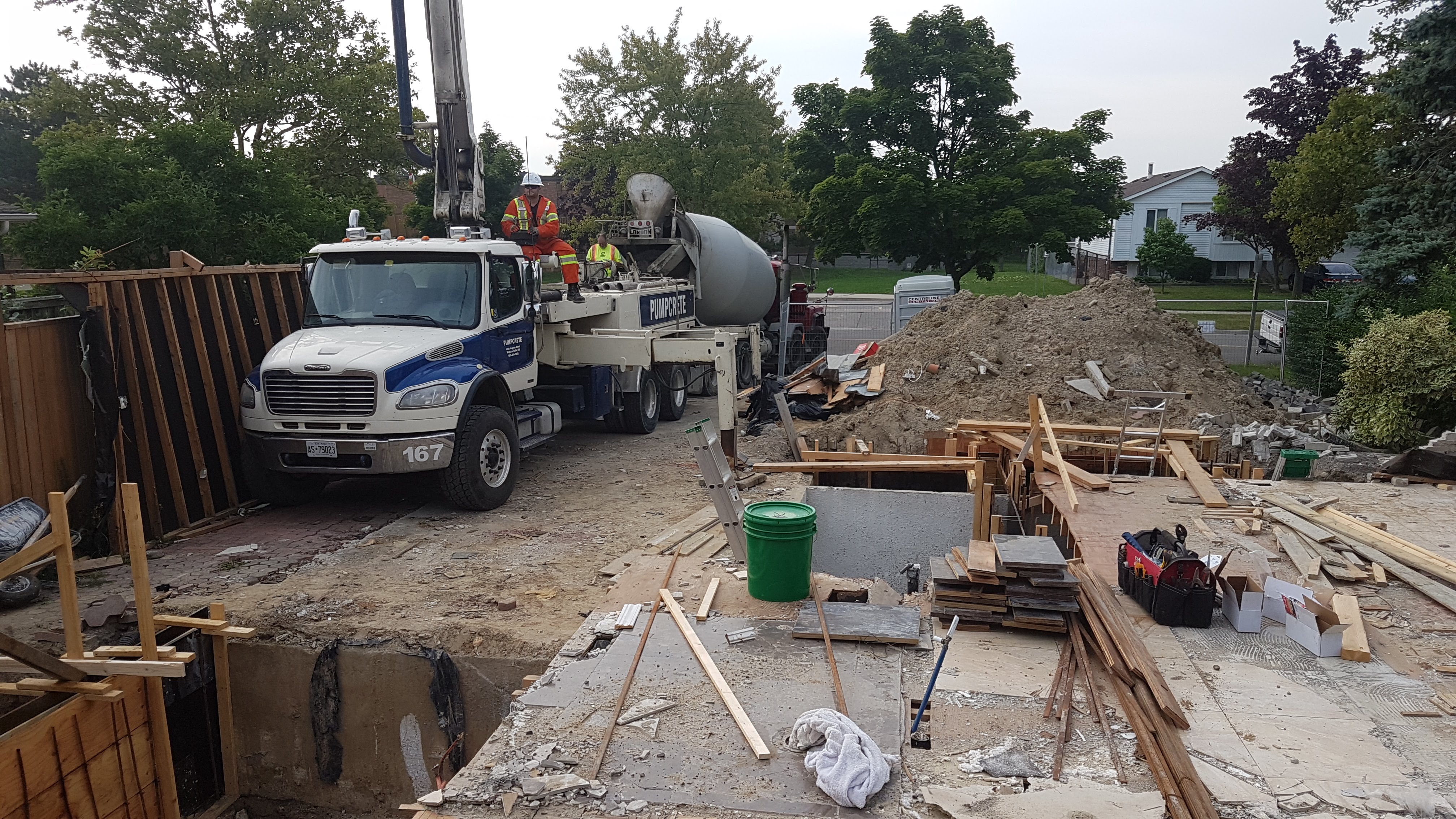 Concrete truck and foundation work at Project 1070
