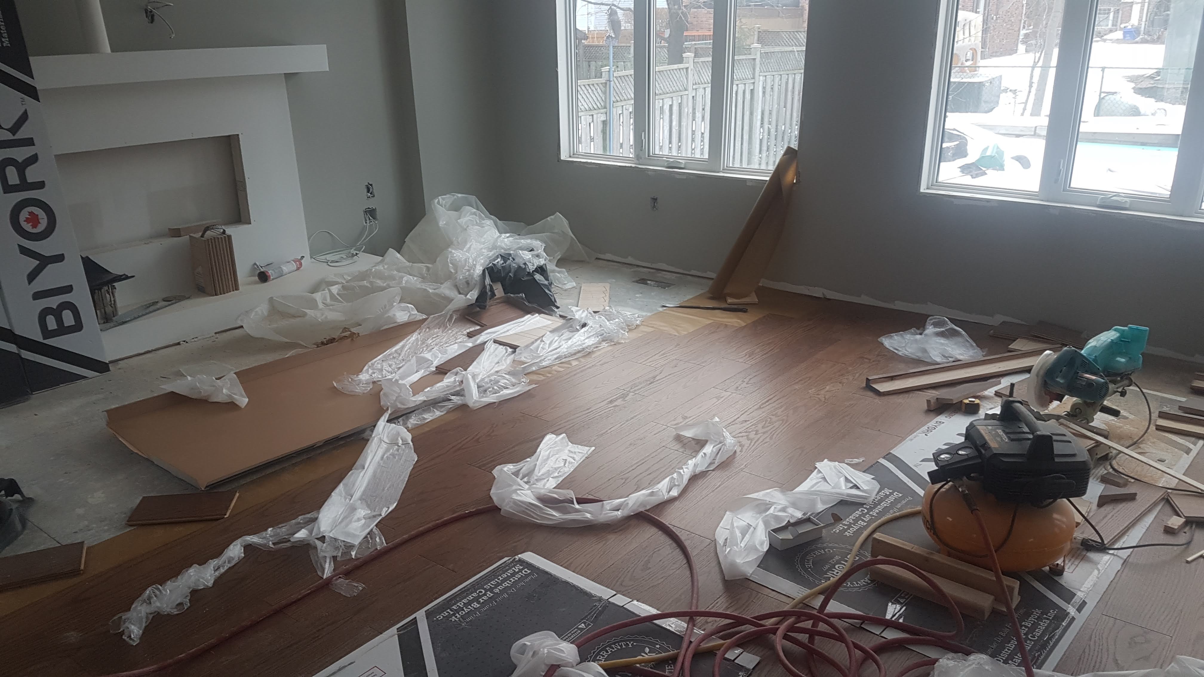 Interior room during finish work