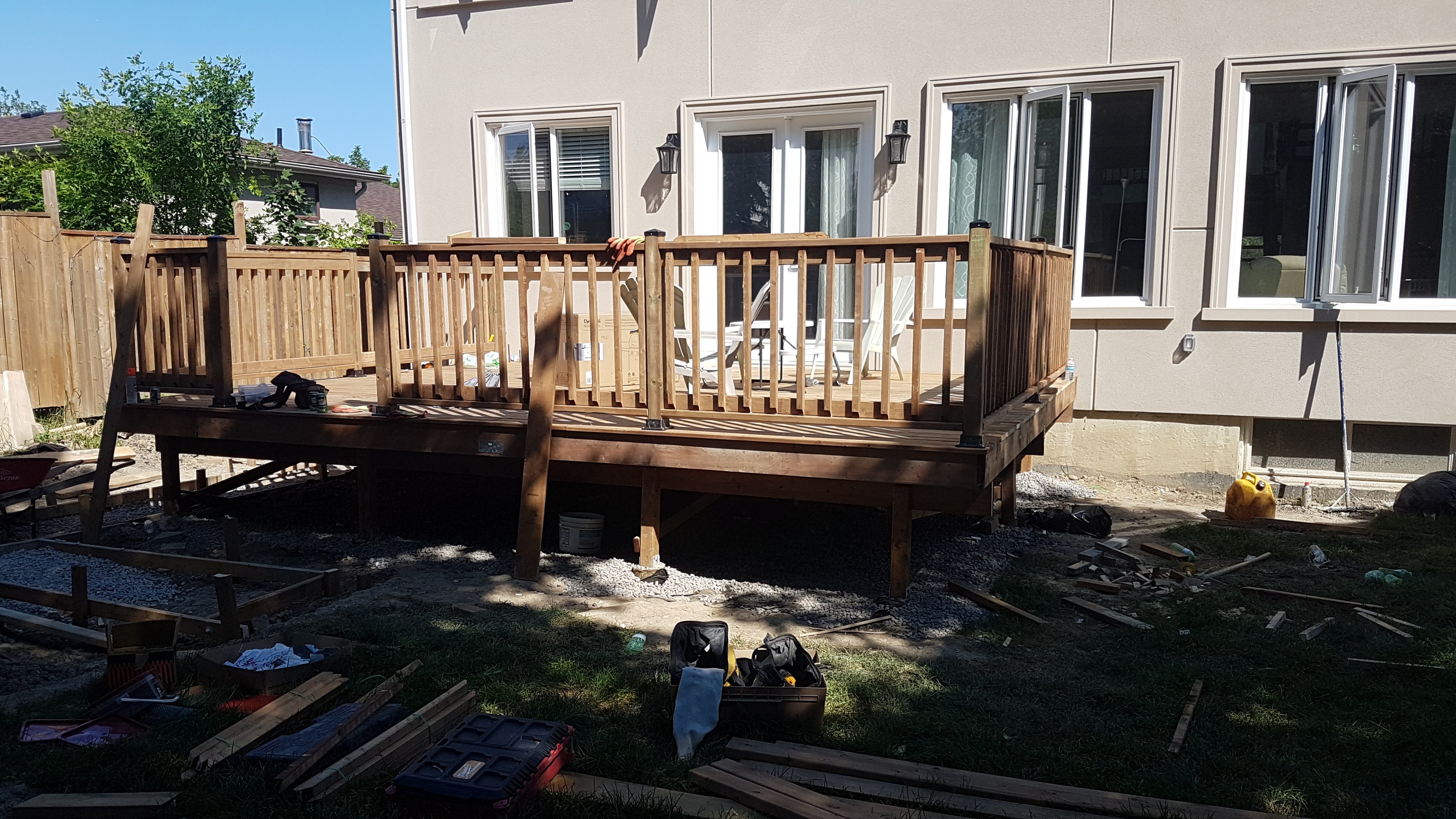 Rear deck construction at Project 1070